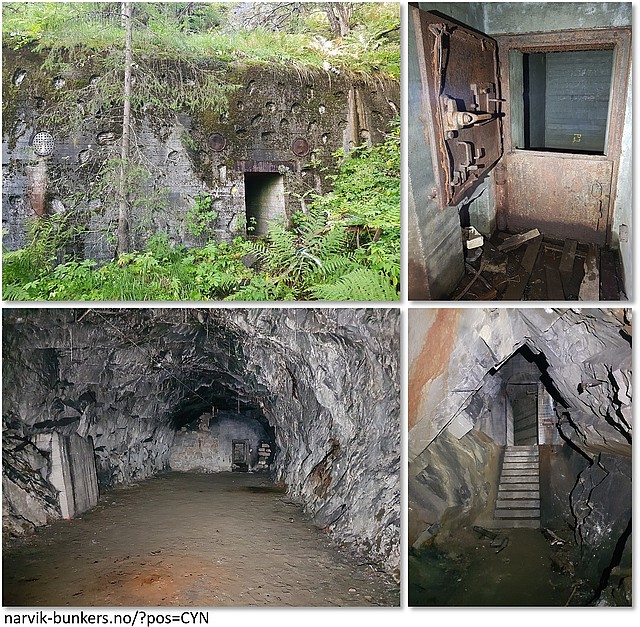Photo collage of the German WW2 bunker and tunnel behind Administrasjonsveien, Narvik. (CYN)