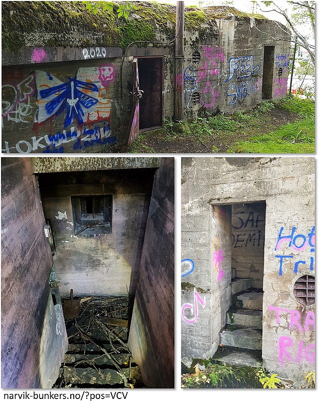 Photo collage of entrance area of a German WW2 634 Regelbau bunker in Narvik. (VCV)